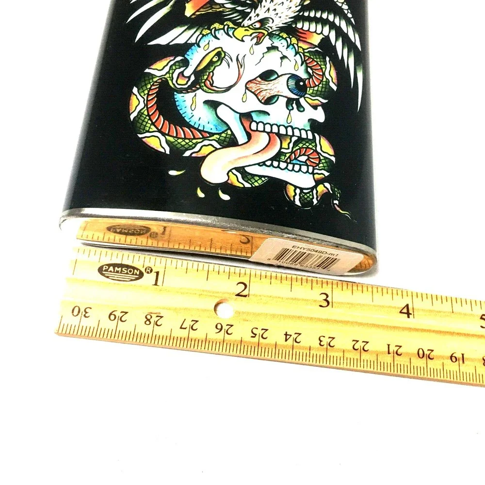 Ed Hardy By Christian Audigier 7 oz Flask Skull Eagle Tattoo Rockabilly Punk